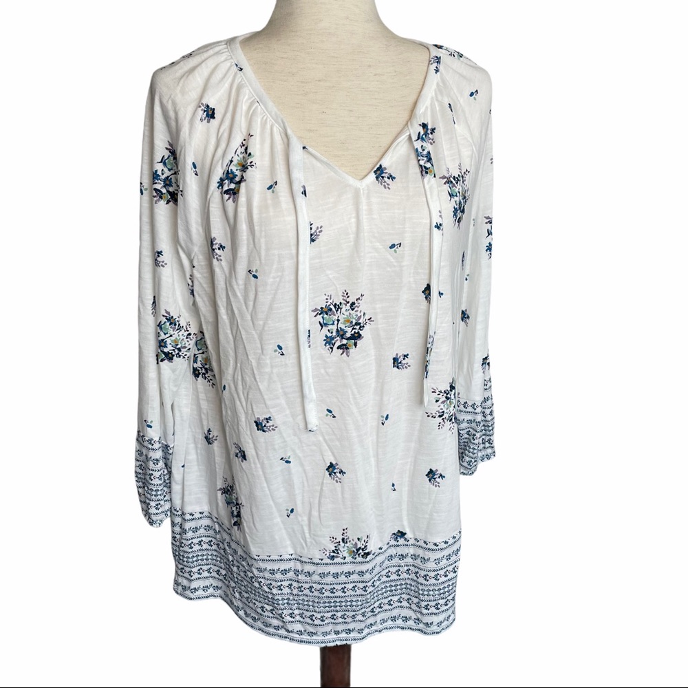 Women’s Sonoma Blue Floral 3/4 Sleeve Top Size L